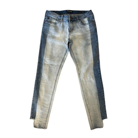 Dear John Jeans Side Stripe Size 27 Joyrich Comfort Skinny Raw Chewed Hem Clyde - Picture 1 of 6